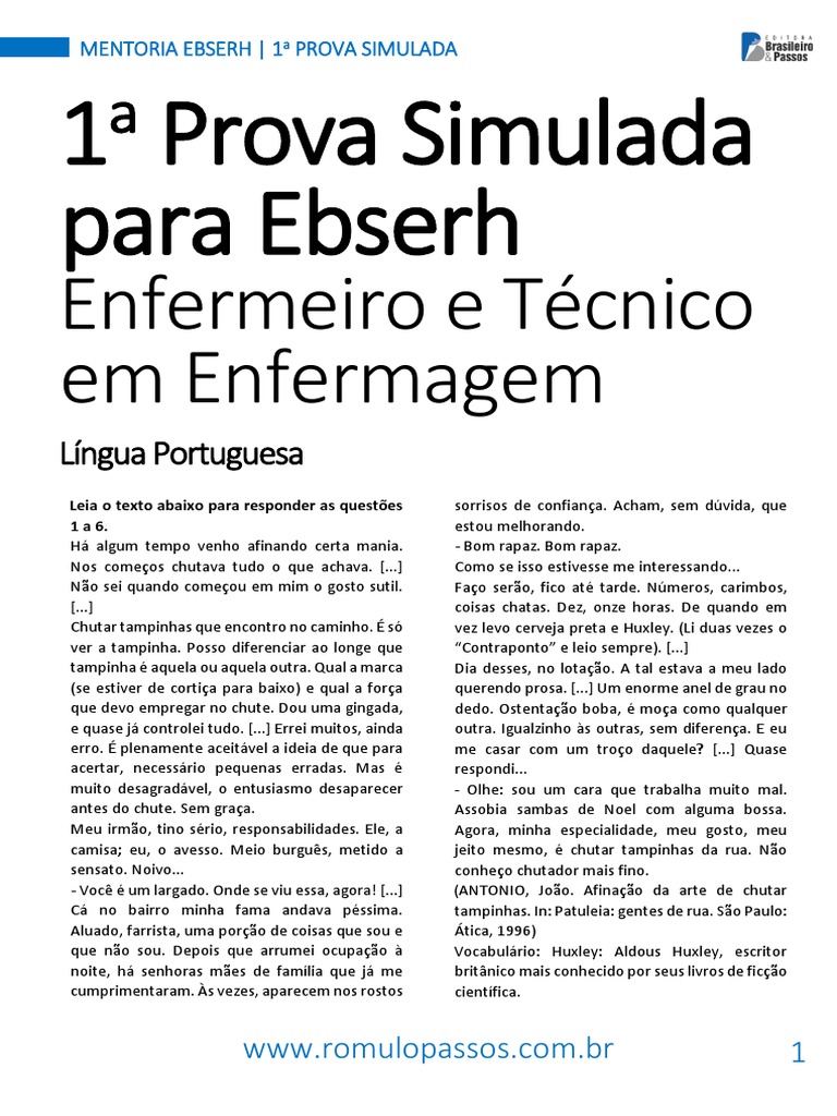 1a Prova Simulada para Ebserh | PDF