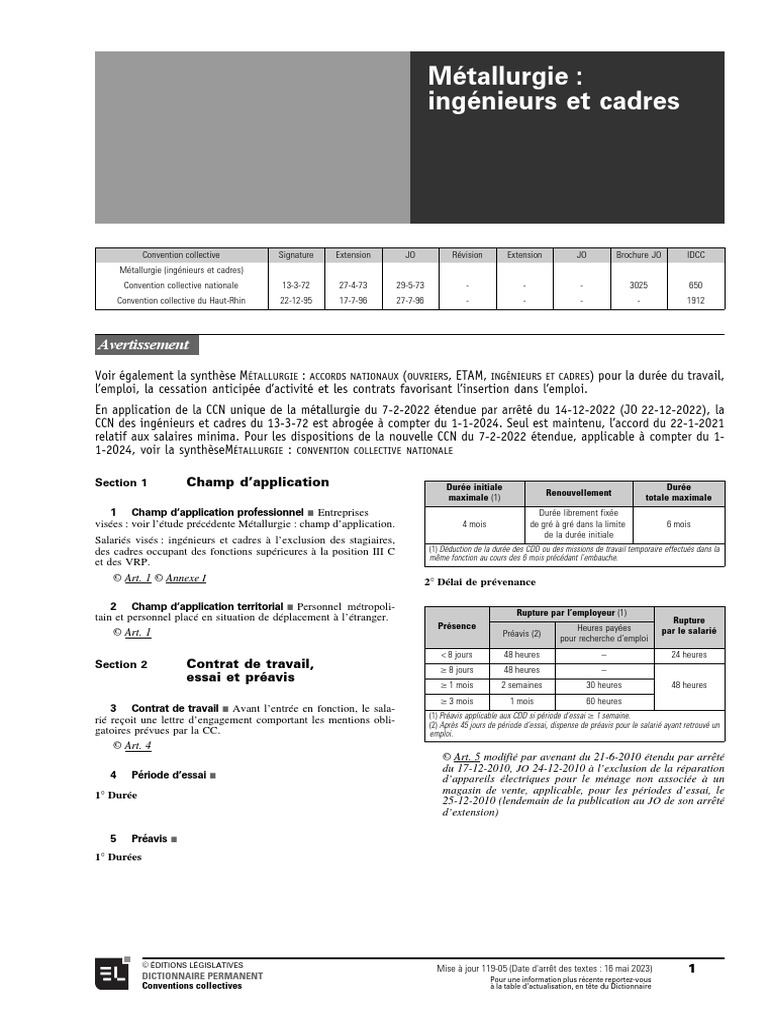Métallurgie Ingénieurs Et Cadres Avertissement PDF
