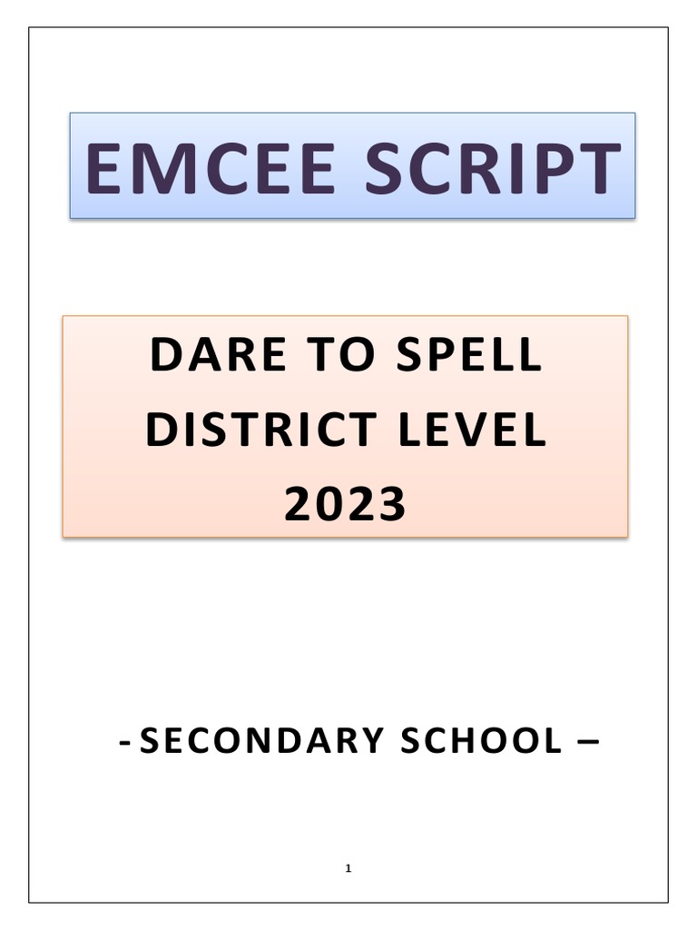 Emcee Script for Dare to Spell 2023 | PDF