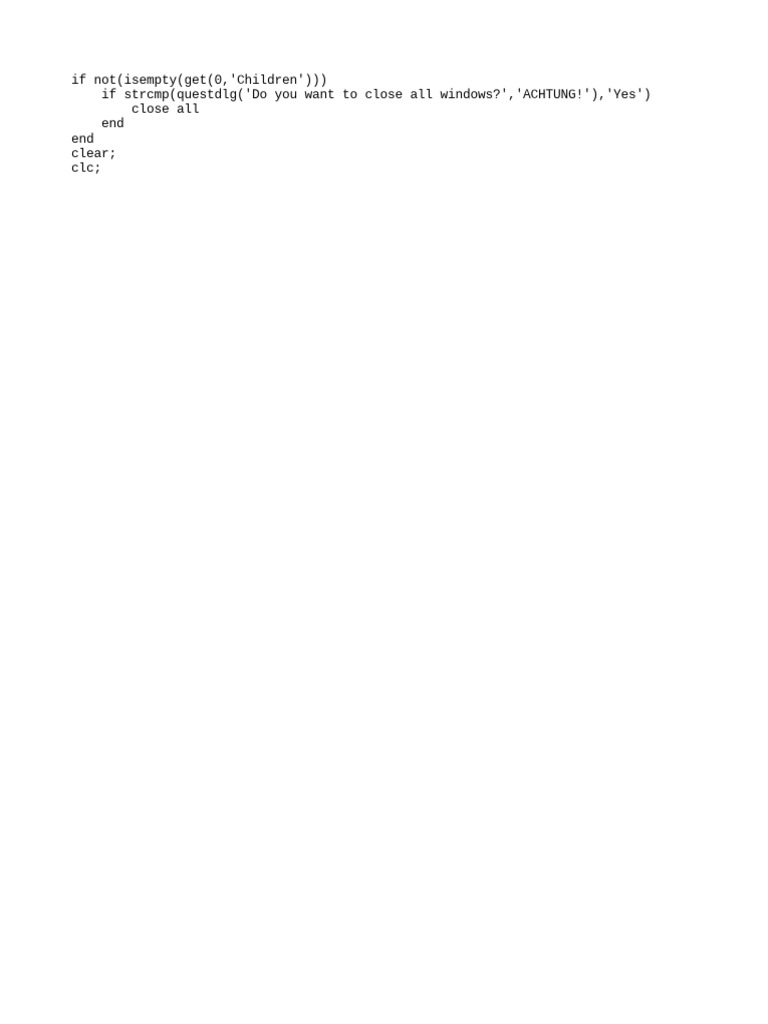 CLC Clear Close-Matlab | PDF