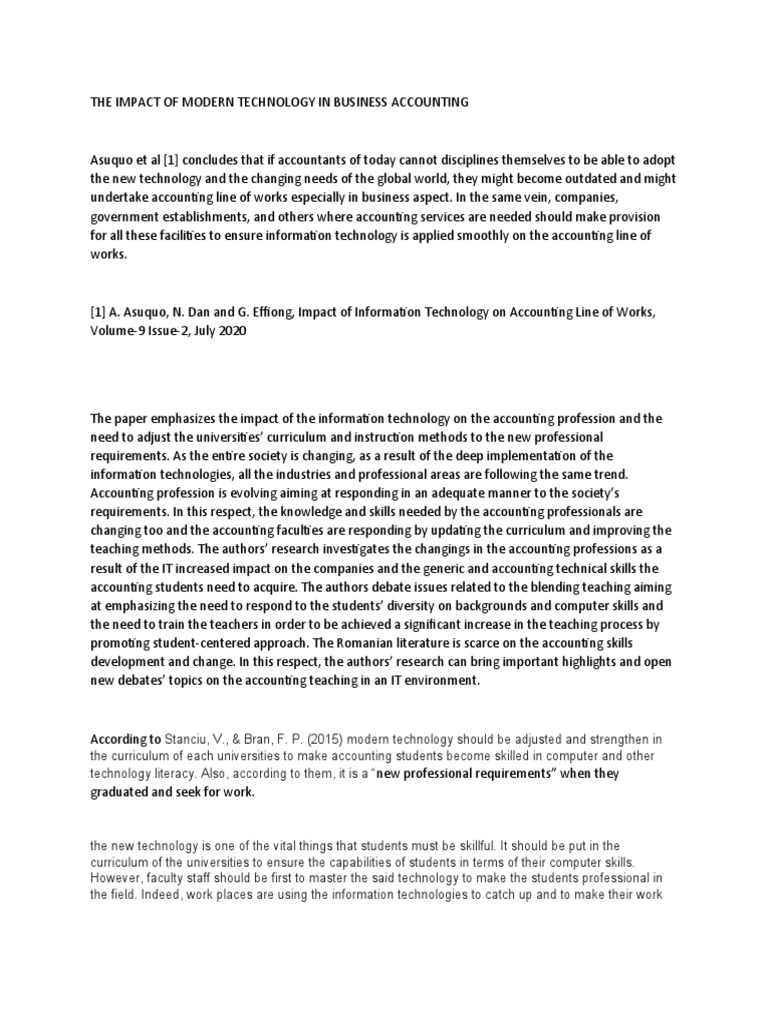 The Impact of Modern Technology in Business Accounting | PDF ...