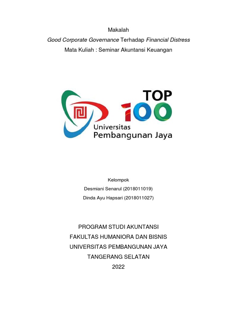 Good Corporate Governance Terhadap Financial Distress (Review Jurnal) | PDF
