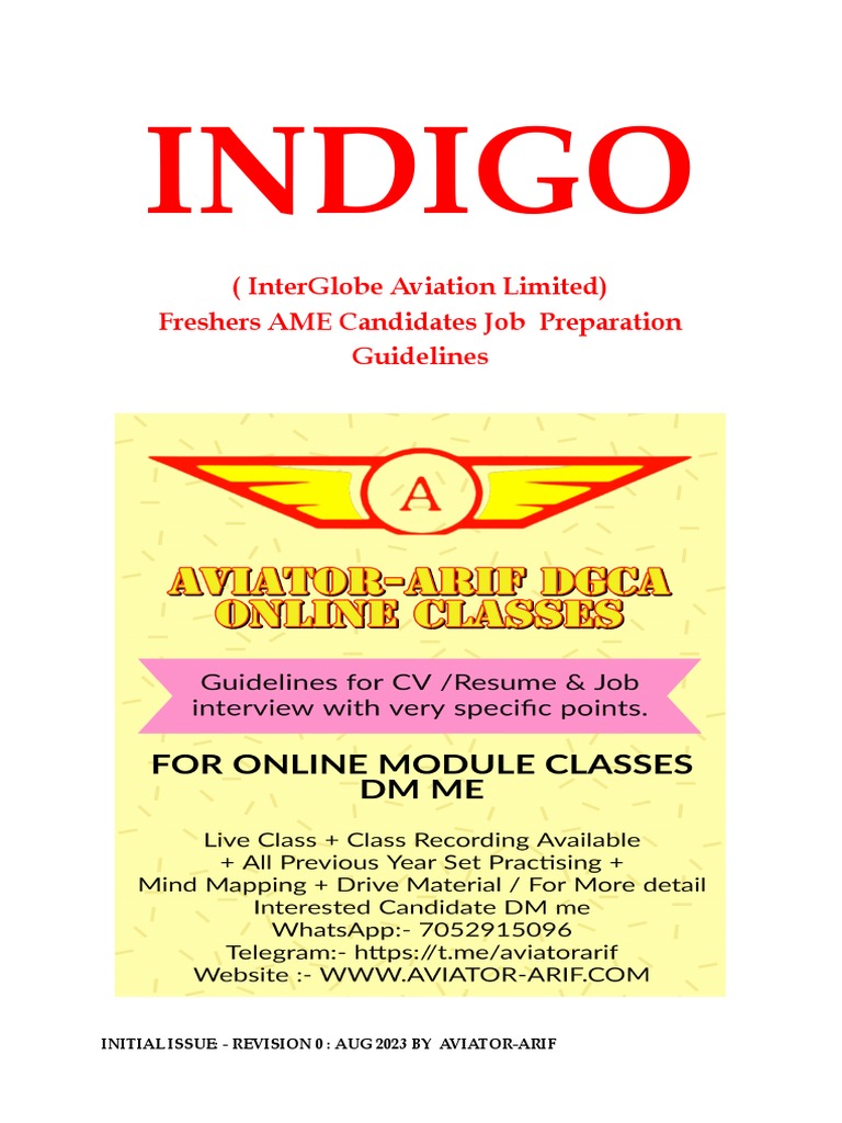 [Indigo ] Freshers Ame Job Guidance by Aviator-Arif | PDF | Internal ...