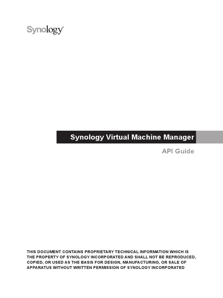 Synology Virtual Machine Manager API Guide | PDF
