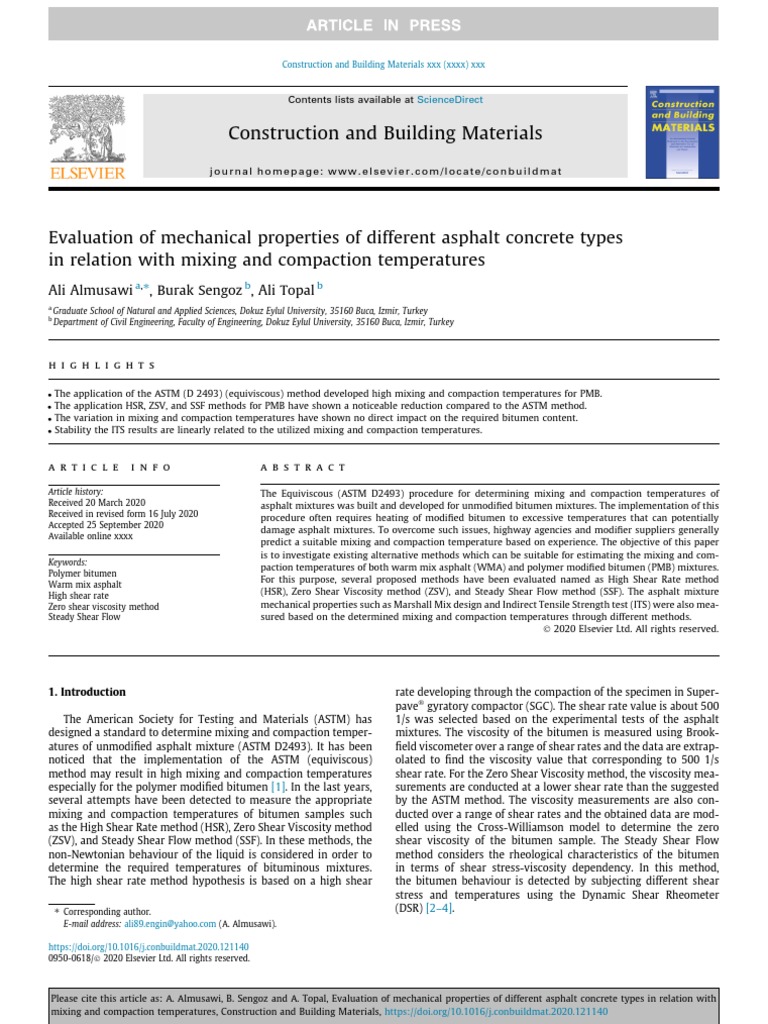 Evaluation of Mechanical Properties of Different Asphalt Concrete Types ...