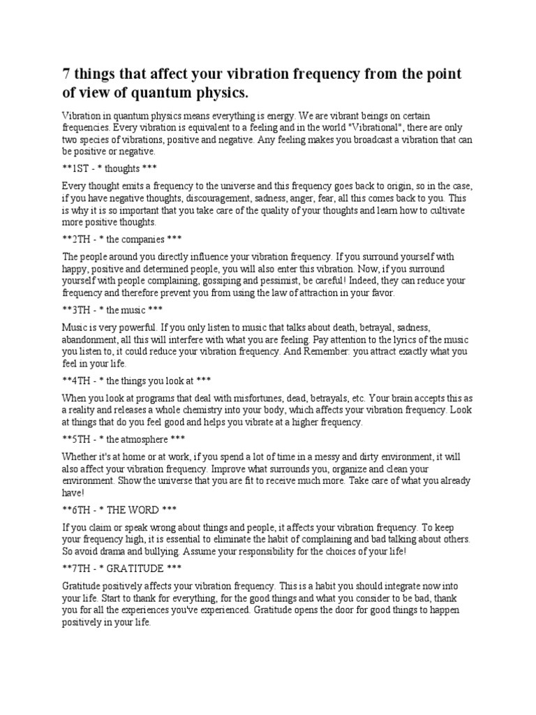 7 things that affect your vibration frequency from the point of view of