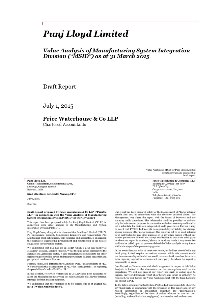 Valuation Report-Pwc | PDF