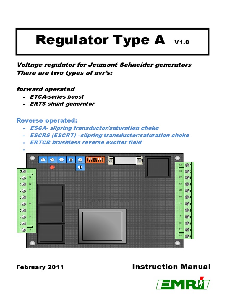 288manual Regulator Type A V1.0 | PDF | Electric Generator | Electrical ...