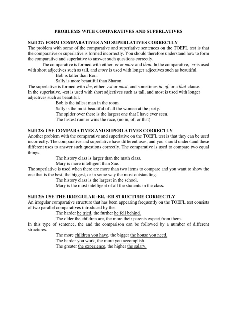 Comparatives and superlatives written expression pdf