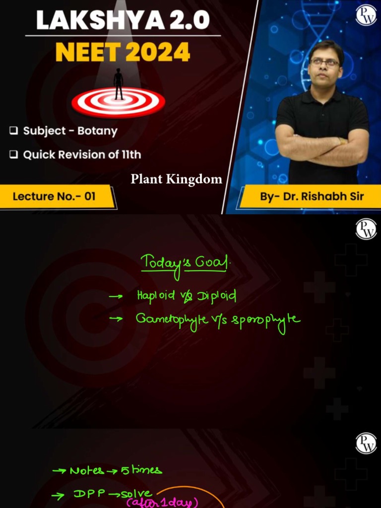 Plant Kingdom 01 Class Notes Lakshya NEET 2.0 2024 PDF