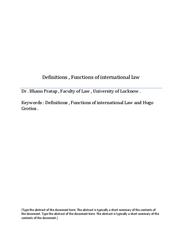 Definitions, Functions of International Law | PDF | International Law ...