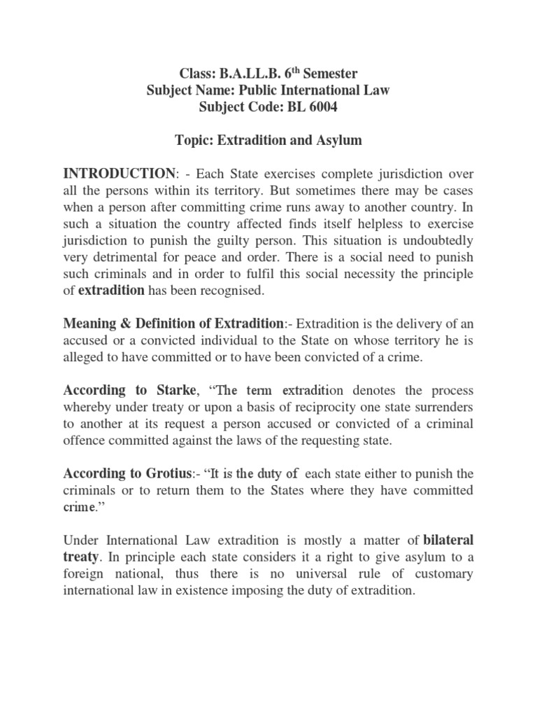 Extradition vs. Asylum in International Law | PDF | Extradition | Crimes