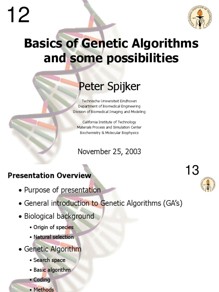 Basics of Genetic Algorithms and Some Possibilities: Peter Spijker ...