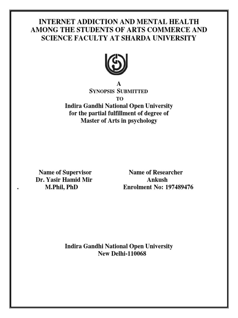 Internet Addiction in Sharda University Students | PDF | Mental Health ...