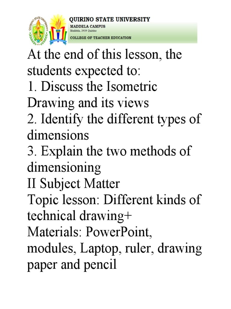 Lesson Plan in Drafting G8 3 PDF Drawing Technical Drawing