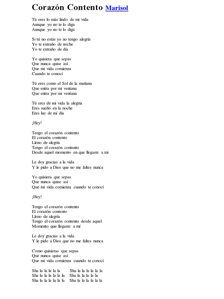 Corazón Contento Marisol | PDF