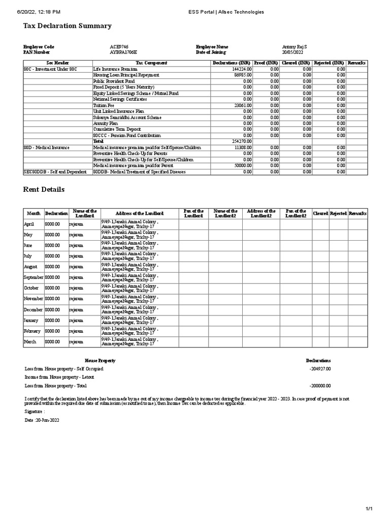 ESS Portal - Allsec Technologies | PDF | Insurance | Life Insurance