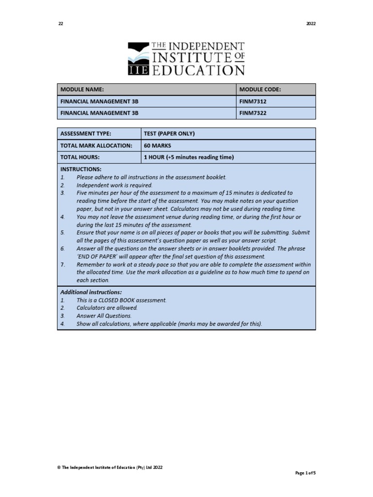 FINM7312T1a 2 | PDF | Finance & Money Management