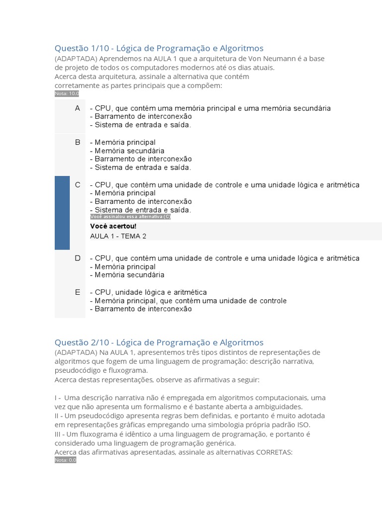 Arquitetura de Von Neumann e Algoritmos | PDF | Linguagem de ...