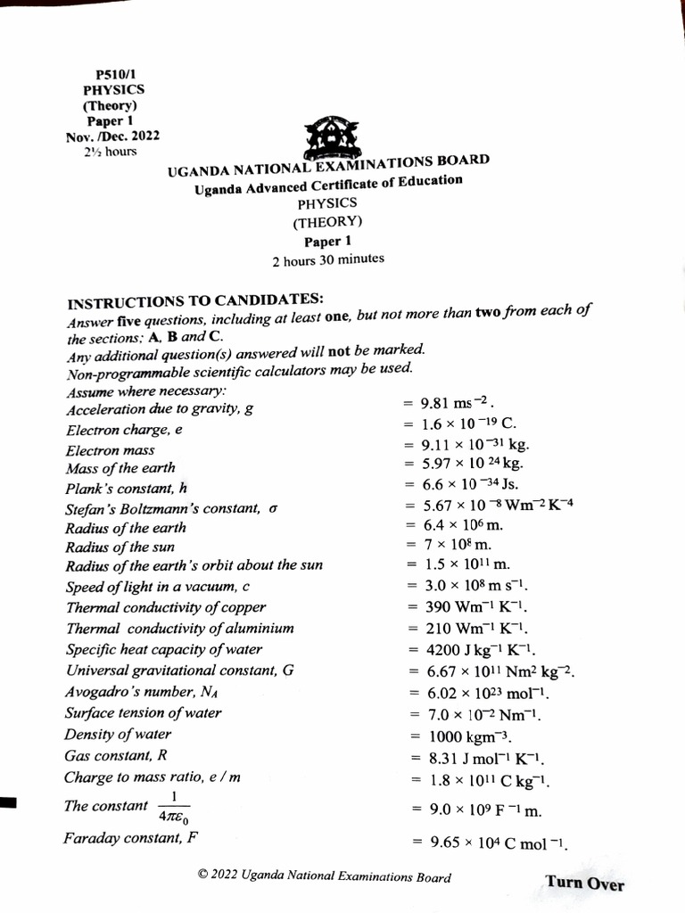 UACE P510 2022 Physics One PDF Pressure Heat Capacity