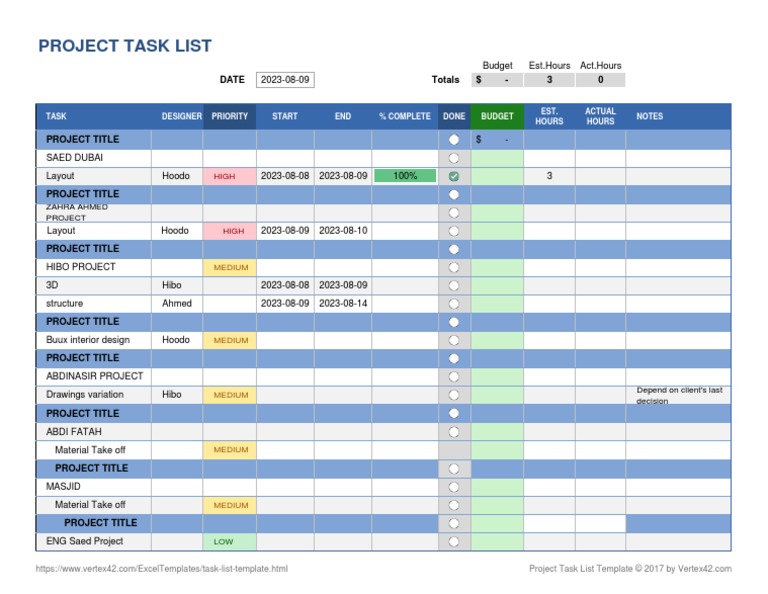 Project Task List Overview 2023 | PDF | Art | Computers