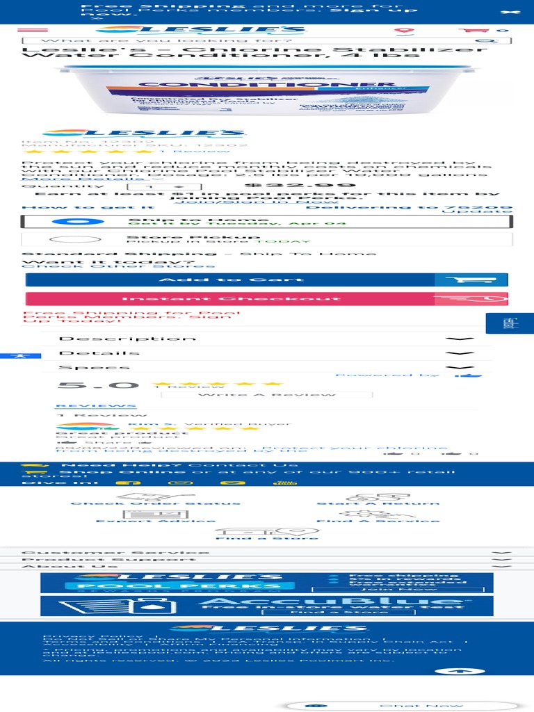 Leslie's Chlorine Stabilizer Water Conditioner, 4 Lbs Leslie's Pool