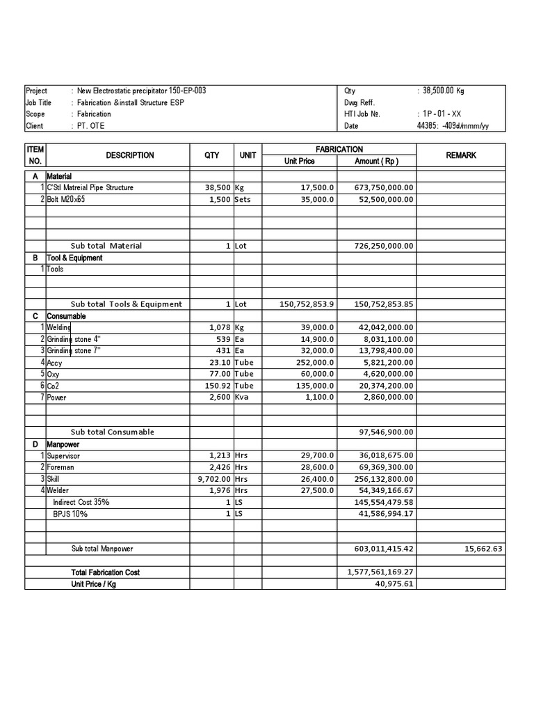 Quot. Installation Thermowell RTD at HRSG Stack PDF Metal