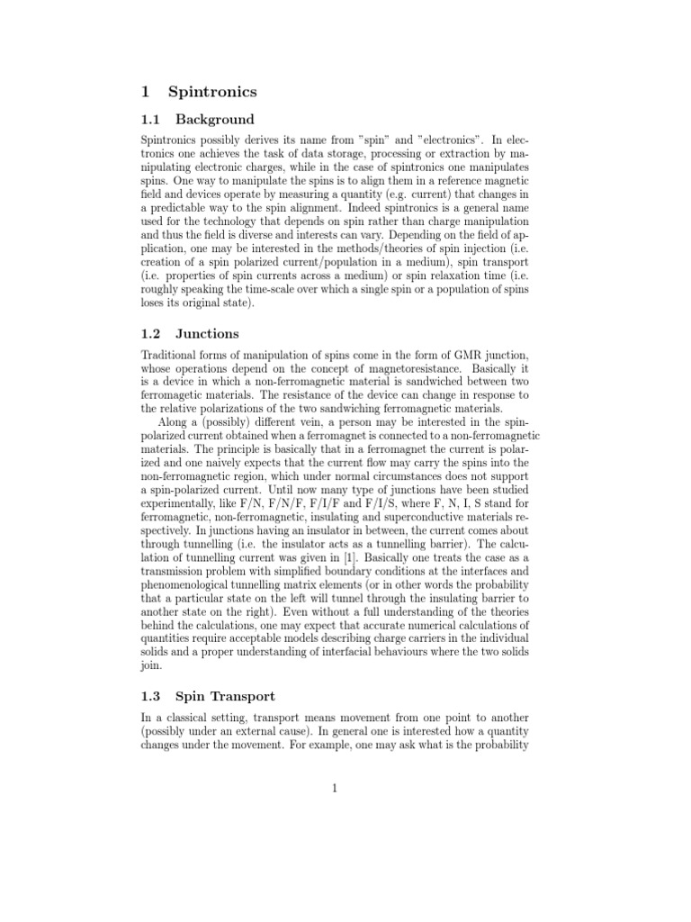 Understanding Spintronics and Its Applications | PDF | Solid State ...