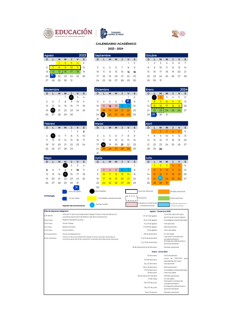 Calendario Academico TecNM 2023 2024 PDF