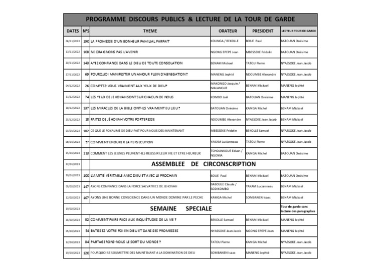 Programme de discours religieux 2022-2023 | PDF | Doctrines et ...