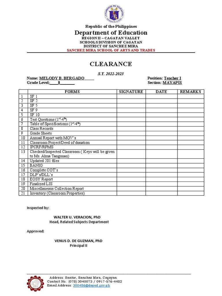 Clearance Updated | PDF