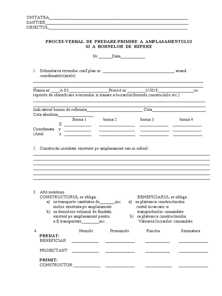 PV de Predare-Primire A Amplasamentului | PDF
