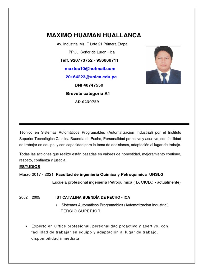 CV-Maximo Huaman Huallanca-2021 | PDF