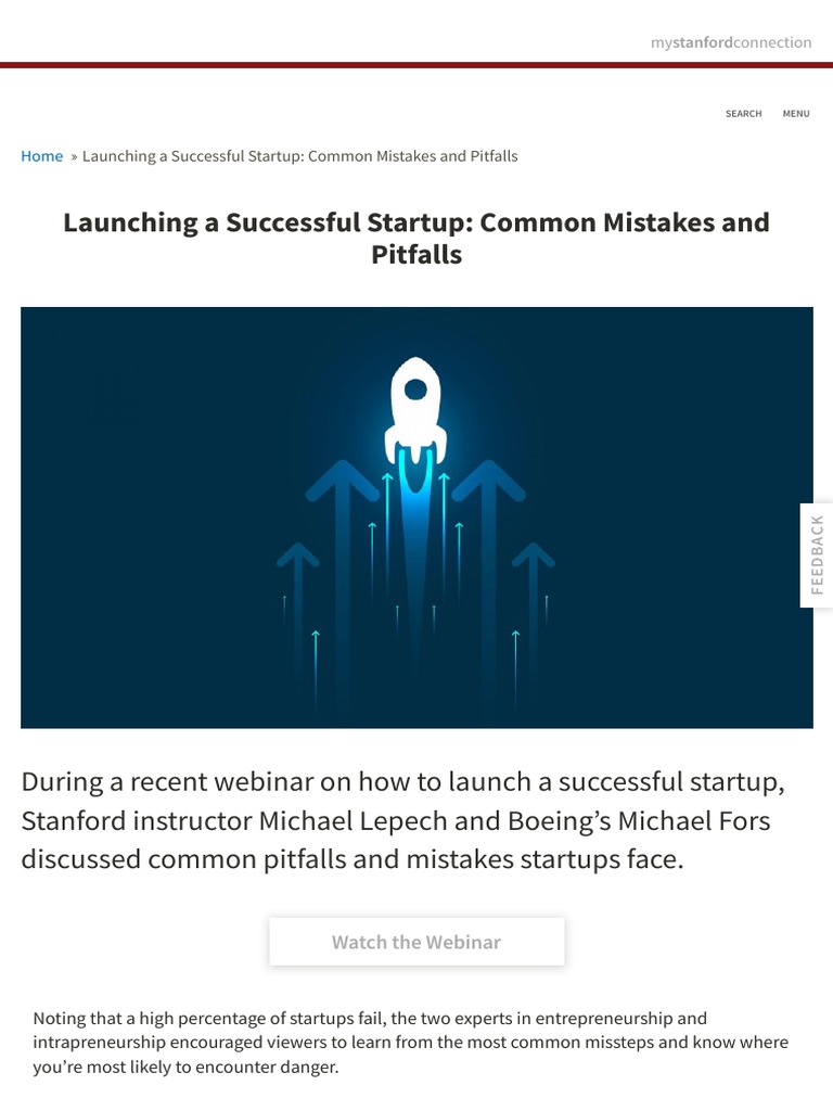 Launching a successful startup common mistakes and pitfalls stanford