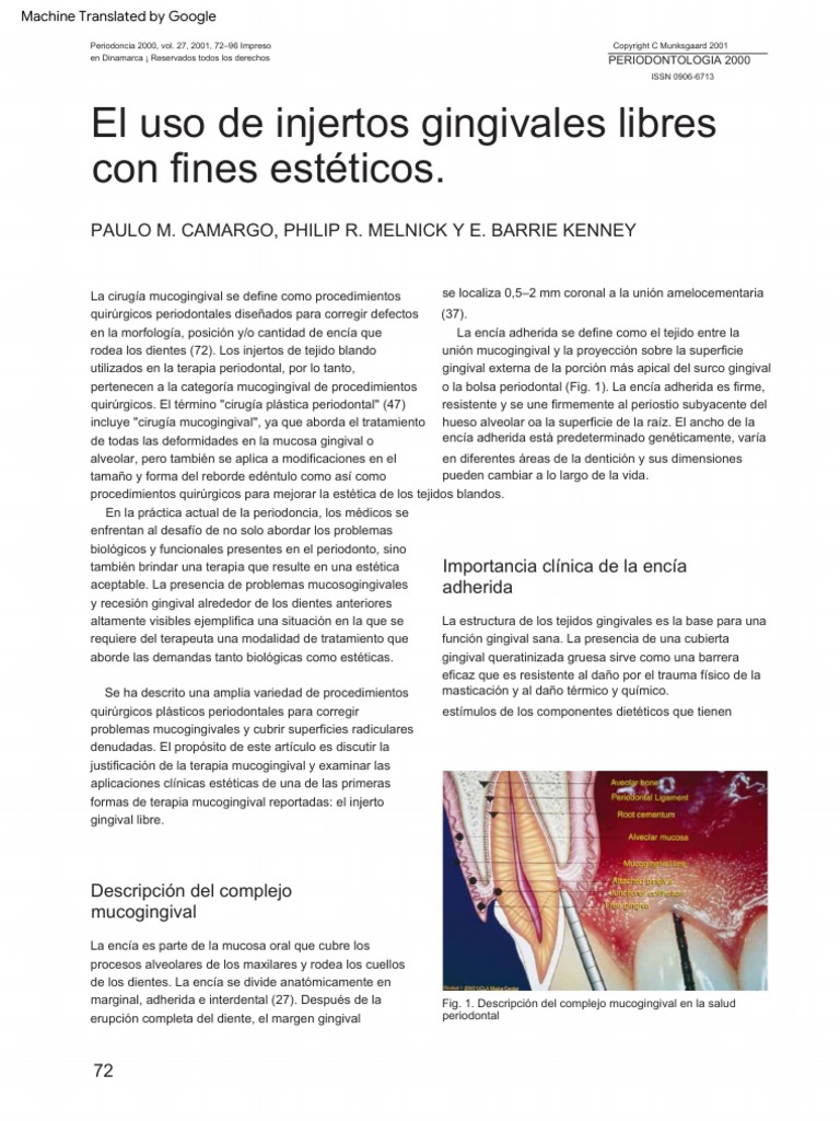 The Use of Free Gingival Grafts For Aest PDF