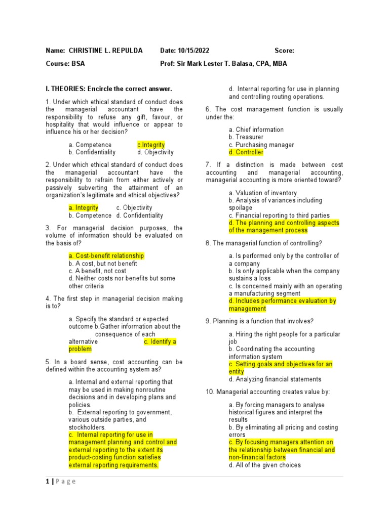 Strategic Cost Management Exam Review | PDF | Accounting | Management ...