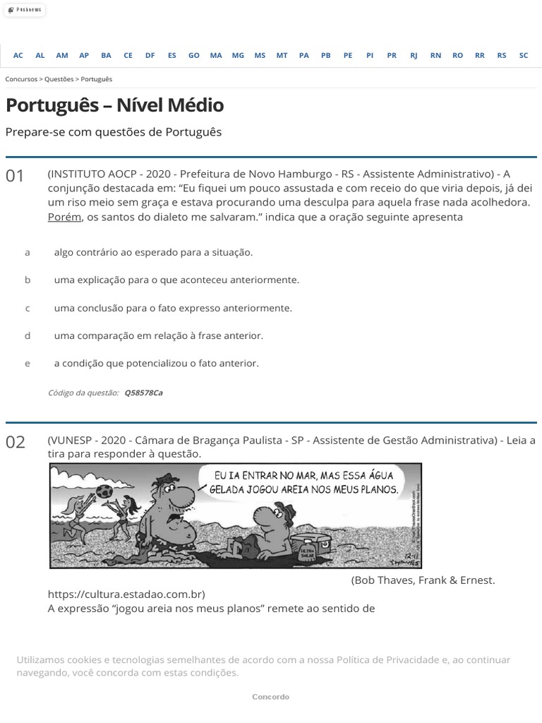 Simulado de Português para Nível Médio | PDF