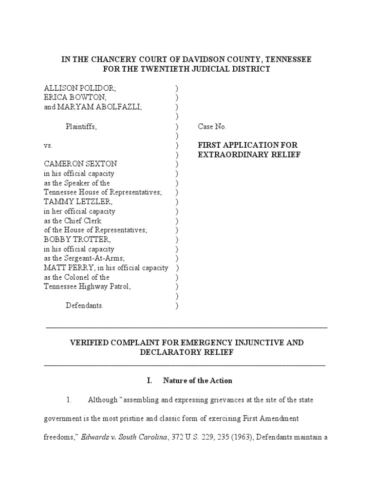 1 Polidor v. Sexton Complaint | PDF | First Amendment To The United ...