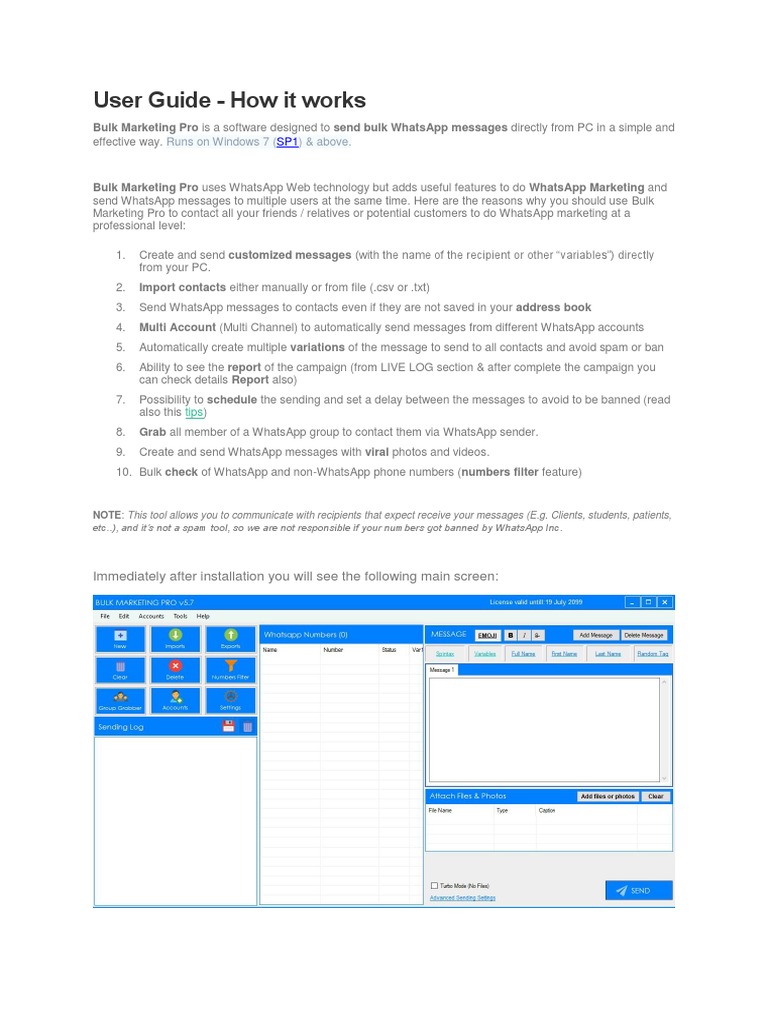 Bulk WhatsApp Sender User Guide | PDF