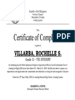 Certificate of COMPLETION WI