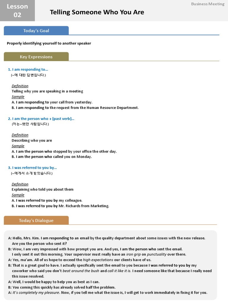 Business Meeting Introductions | PDF