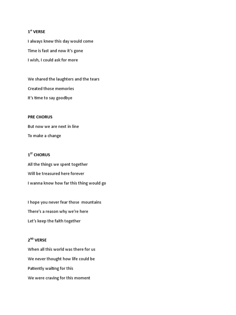 Grade 12 Graduation Song | PDF
