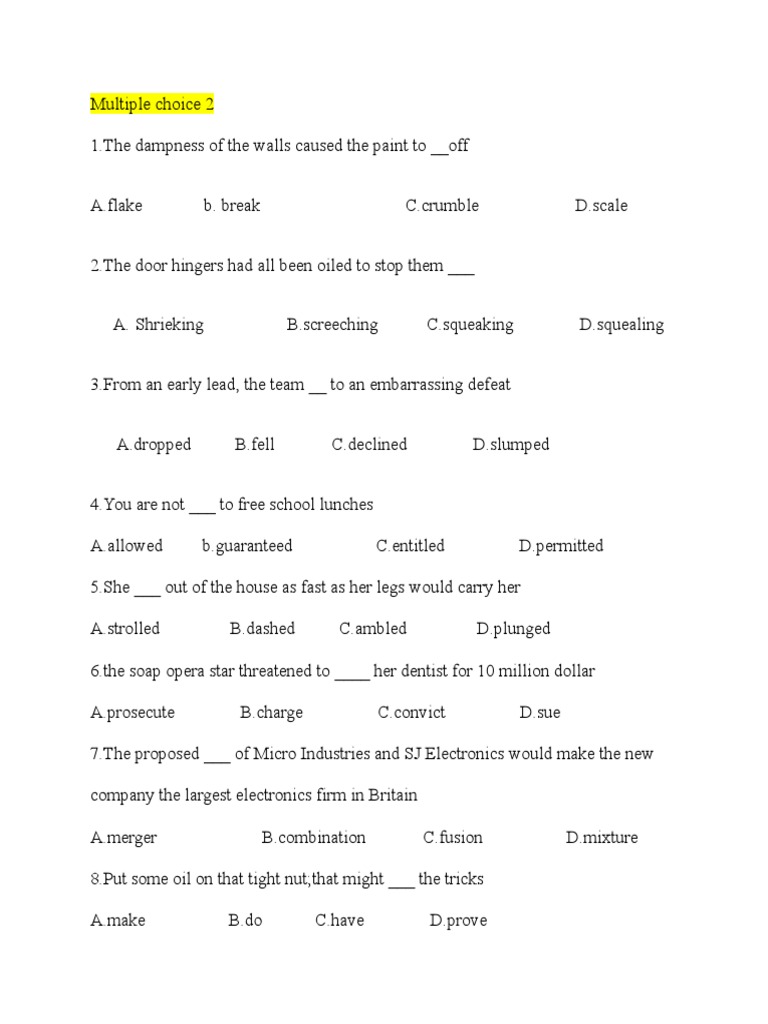 Multiple Choice 2 | PDF