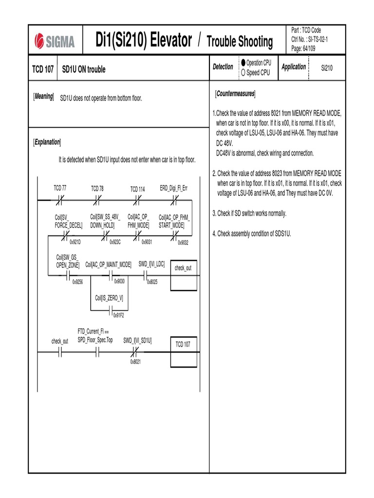 Elevator Troubleshooting Guide: SD2D | PDF