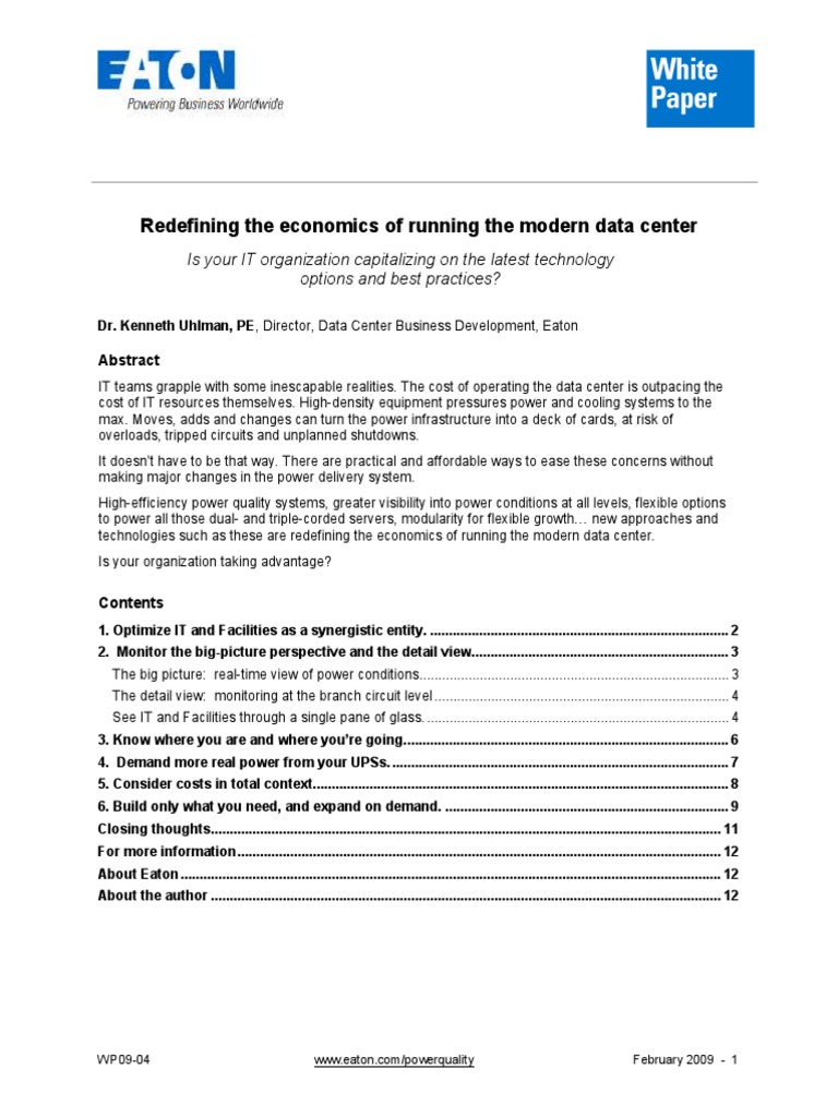 Redefining The Economics of Running The Modern Data Center WP EN 6 2012 ...