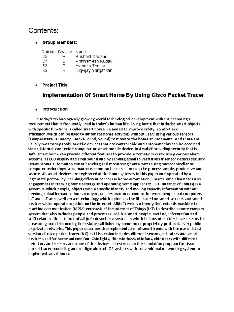 Smart Home Implementation with Cisco | PDF | Internet Of Things | Home ...