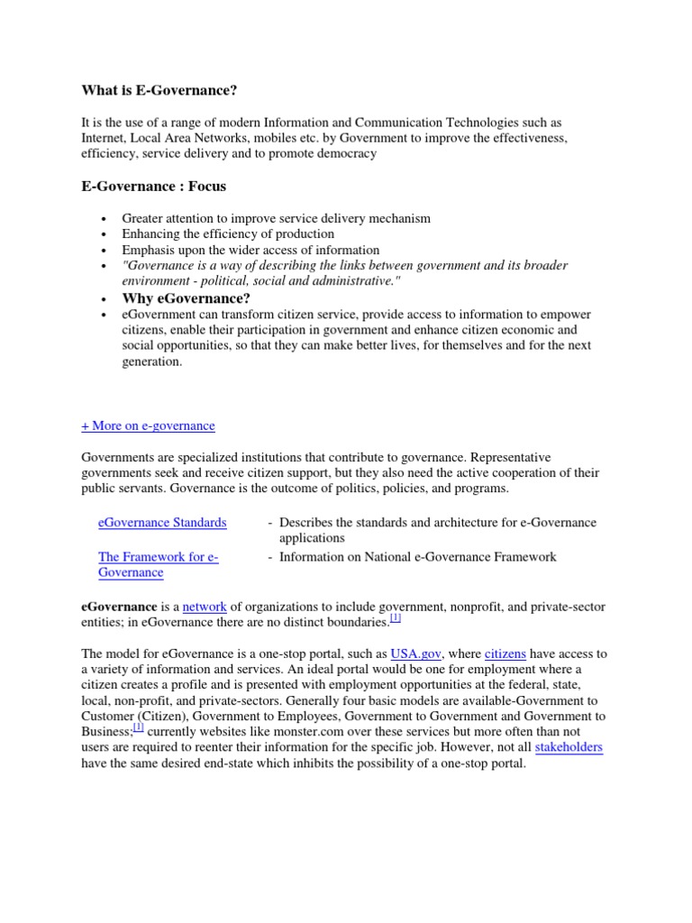 E-Governance: Enhancing Citizen Services | PDF | E Government | Governance
