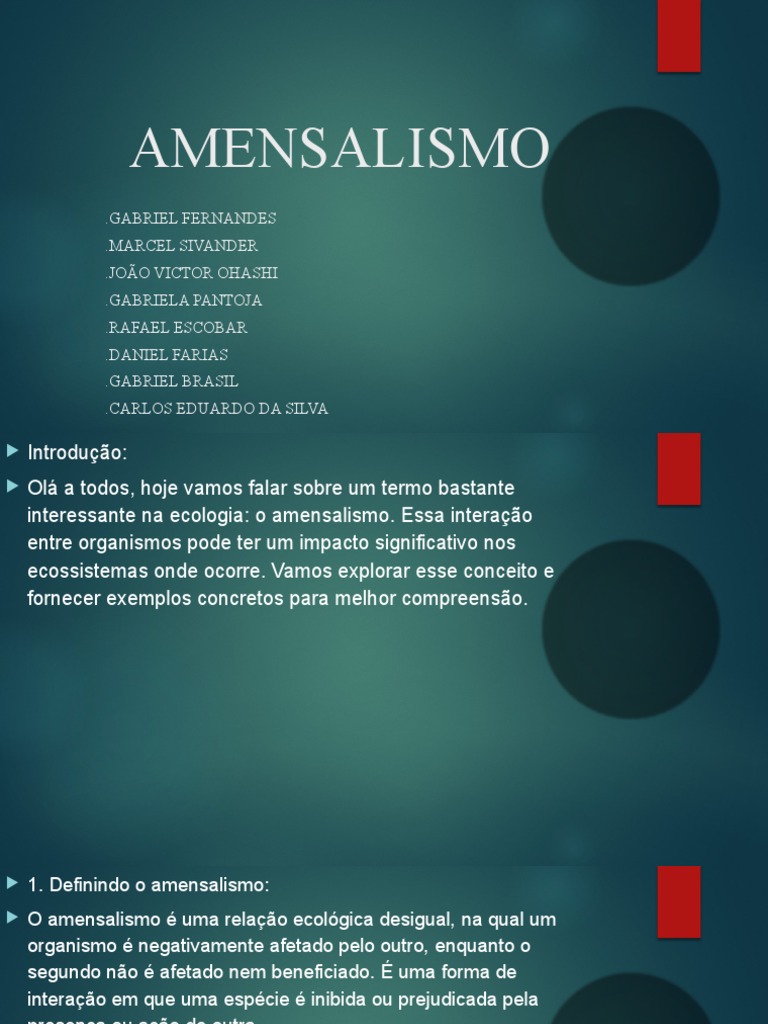 AMENSALISMO | PDF | Ciências e Matemática