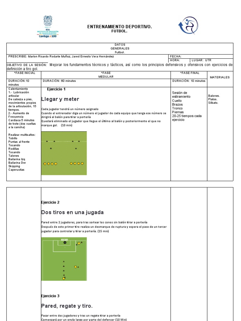 Modelo De Ficha De Sesión De Entrenamiento De Un Equipo De Fútbol. Ver. 1.2 – FÚTBOL & ENTRENAMIENTO