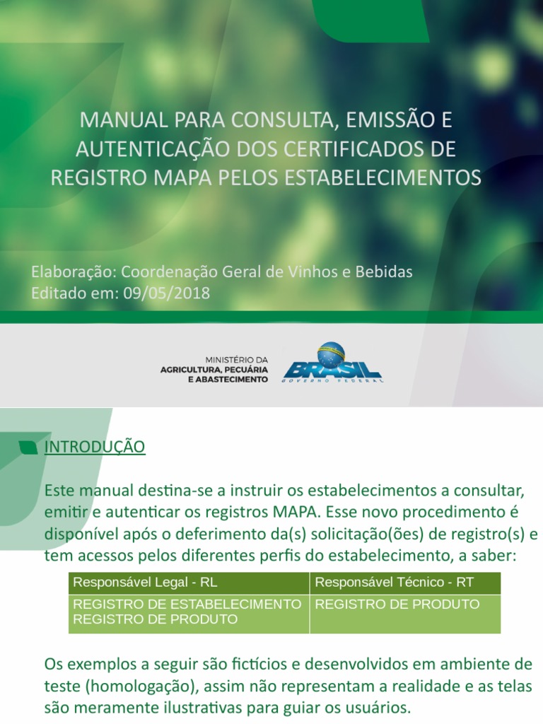 Consulta e Emissão de Registros MAPA | PDF | Autenticação | Ciberespaço